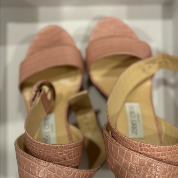 JIMMY CHOO Aimee Blush Croc embossed leather wedge heel - Picture 9 of 10